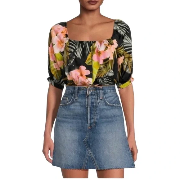 Favorite Daughter Anywhere with You Floral Off-Shoulder Crop Top Size XS & S - Picture 3 of 8